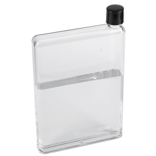 Botella de agua plana 750ml A5 de plástico reutilizable sin BPA para actividades escolares, gimnasio, ciclismo, senderismo (transparente)