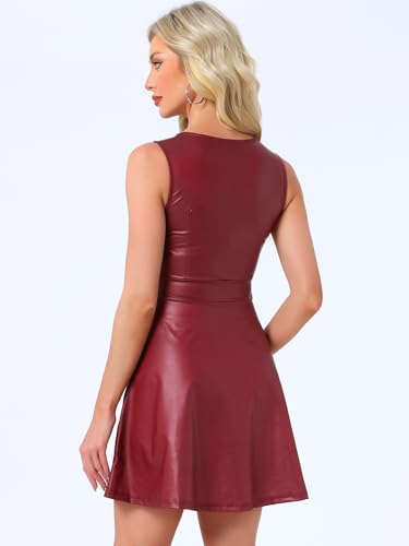 Image of Allegra K Women's Metallic Sleeveless High Waist Club Party Disco Holographic Dress