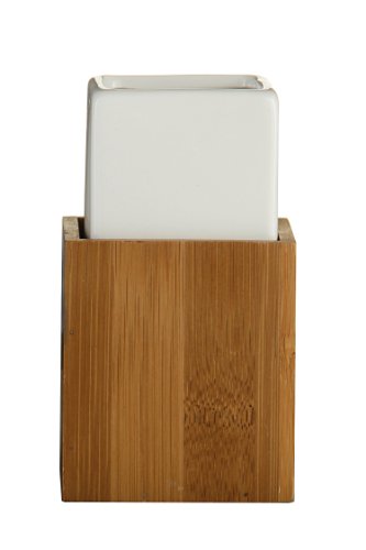 Image of Premier Housewares Tumbler with Bamboo Stand - White