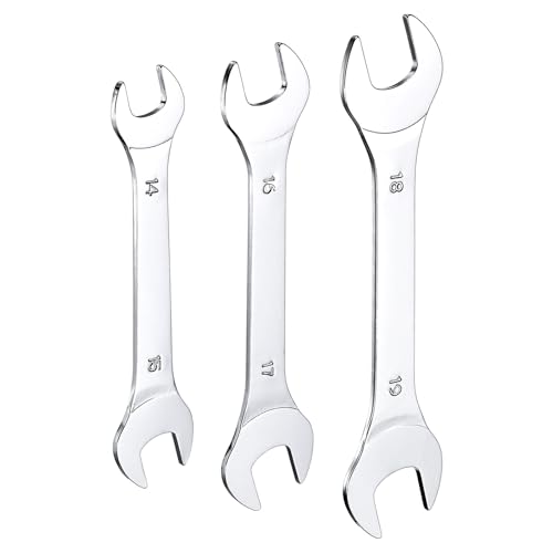 QUARKZMAN 3Pcs Clé à Fourche Double Extrémité Ouverte Clés Fines 14x15 / 16x17 / 18x19mm Métrique Clé Plate et Petite, Polie Miroir, pour Réparation Automobile et Assemblage de Meubles