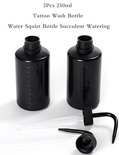 HOOMBOOM 2Pcs Tattoo Wash & Watering Bottle 250ml | 8oz Squirt Black - Thumbnail 2