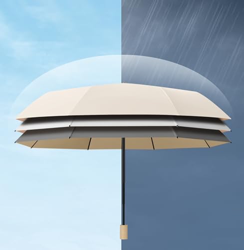 Image of House of Quirk 3-Fold Travel Umbrella - Auto Open /Close Ultra Light and Small Mini Umbrella with Carrying Pouch