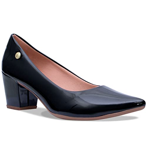 Sapato Scarpin Feminino Social Verniz Salto Baixo A2.11 A Cor:Preto;Tamanho:36;Genero:Feminino