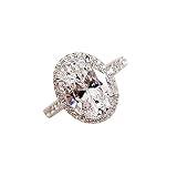 Yowablo Trendiger silberner einfacher ovaler Zirkon-voller -Ring-Frauen-Antrags-Verlobungs-Ring Opal Ringe