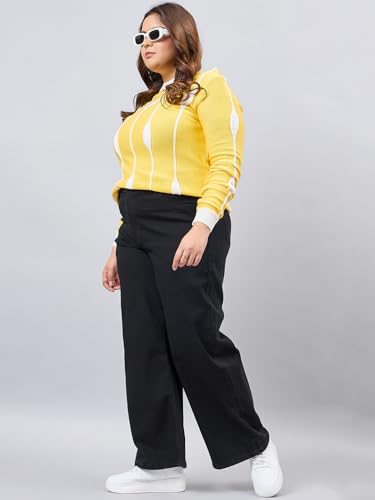 Image of Style Quotient Women Plus Size Black Wide Leg High Rise Stretchable Jeans