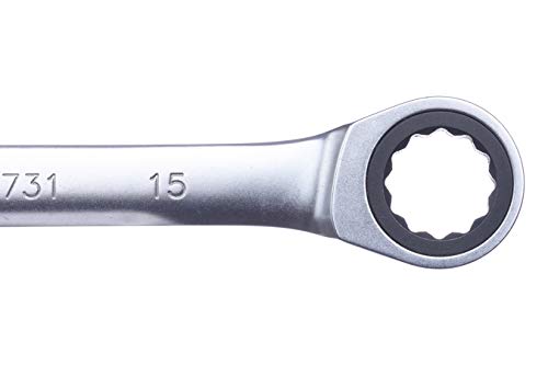 KING TONY 373115M Combination Wrench Con Ratchet 15mm for DIYers & Professionals, Built for Repair and Installation tasks 15mm - Image 4