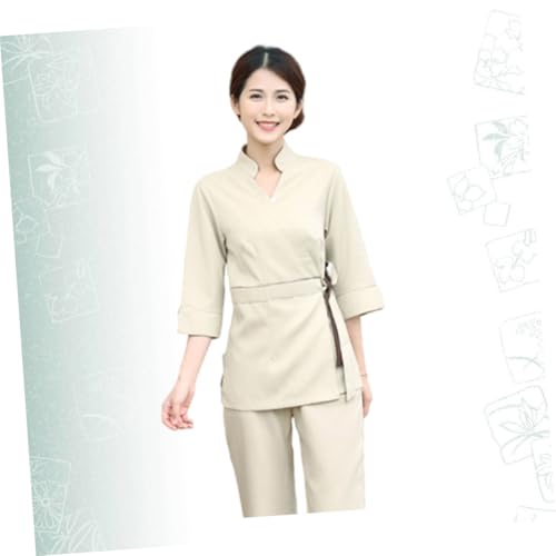 Ensemble d'esthéticienne beige haut de gamme en coton fin UPKOCH M
