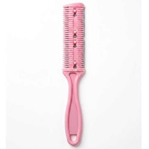 DONNA Double Blade Razor Comb – Dual-Sided Hair Thinning & Texturizing Comb with Replaceable Double-Edge Blades – Two Cutting Options for Thin/Thick Hair – For Bangs, Layers, Wigs & Weaves, PINK