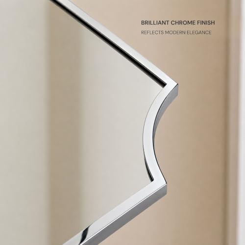 Image of TEHOME Chrome Scalloped Bathroom Mirror, Silver Irregular Bathroom Mirror, 24x40''