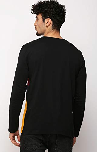 Image of AELOMART Men's Full Sleeve Regular Fit T-Shirt (AMT1206-Pn,Black)