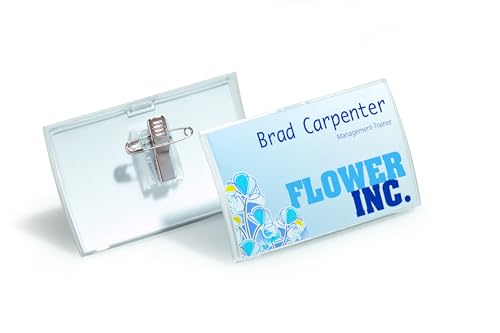 Durable Click-Fold Name Convex Badge with Combi Clip Transparent - Perfect for Events and Visitor Management - Pack of 25