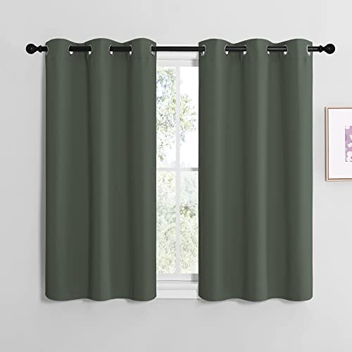 NICETOWN Modern Blackout Short Curtains, Thermal Insulated and Privacy Room Darkening Drape Panels for Boy's Guest Room Door Small Short Window (Dark