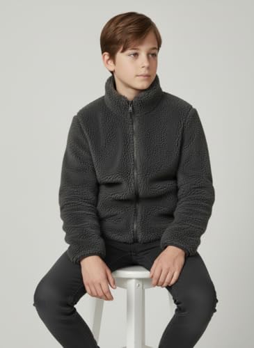 Image of Alan Jones Clothing Boy's Polyester Fluffy Yarn Fleece Full-Zip Standard Length Jacket
