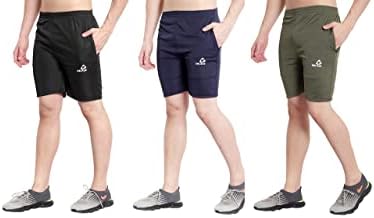 GOLAZO Running Shorts for hot Weather | Black-Navy-Mehendi |Size 30 (Pack of 3)