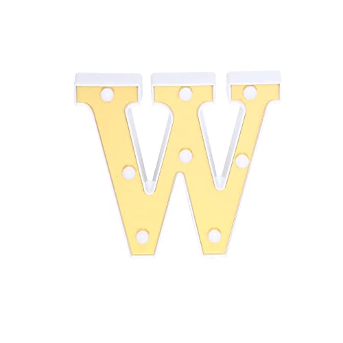 Image of Efavormart 6 inch Gold Marquee Letter W, Mirror Front Warm White LED Light Up 3D Sign, Battery Operated 72H Glow for Wedding Party & Wall Decor (140 chars)