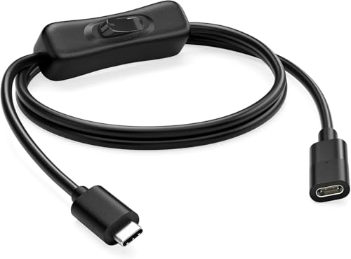 RIITOP Cable alargador USB C ON OFF 1 m 10 Gbps, soporte de vídeo/datos/carga PD, USB 3.1 tipo C macho a hembra cable de extensión con interruptor de encendido/apagado