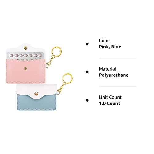 2 Pack Birth Control Pill Case Sleeve Packet Pu Leather Wallet Pill Holder 4.33 X 3 Inch Birth Control Pill Pouch With Key Ring For Pill Card Organizer (Pink, Blue) #TOP7