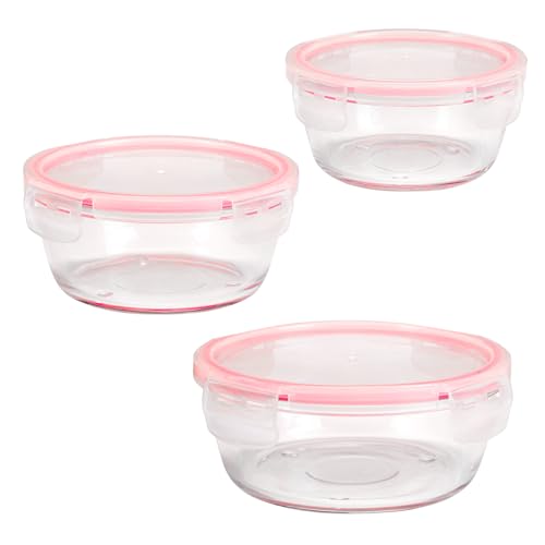 El Mejor Listado de Contenedor hermetico rojo disponible en línea. 46 Set 3 Contenedores Apilables Plástico Transparente Hermético (Rojo, Redondo)