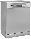 Exquisit Geschirrspüler GSP9112-030E Silber | Spülmaschine 60 cm freistehend und unterbaufähig | Standgerät | 12 Maßgedecke | Silber