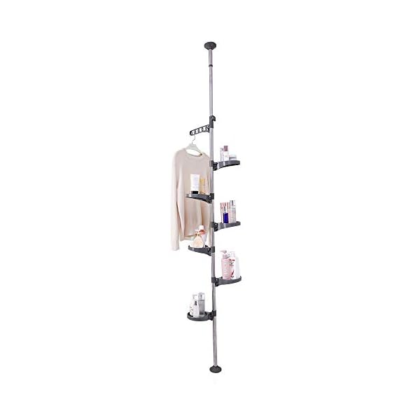 BAOYOUNI 7-Tier Indoor Plant Pole Spring Tension Rod Expandable Flower Pots Display Rack Stand Hanger Metal Corner Storage Shelf, Grey - Image 10