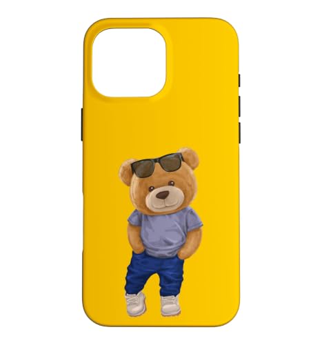 Wear Cool Teddy Bear Fashion Guy Cartoon Graphic Designs Fun �X�}�z�P�[�X iPhone 16 Pro Max �p