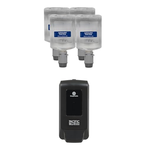 Georgia-Pacific Manual Antimicrobial Foam Soap Dispenser Refill, Dye and Fragrance Free + Manual Soap & Sanitizer Dispenser, Black image 2