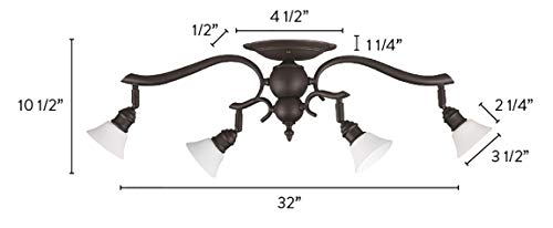 Canarm IT217A04ORB10 Addison 4-Light Dropped Track Lighting with Flat Opal Glass Shades, Oil Rubbed Bronze - Thumbnail 3