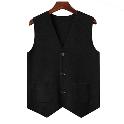 Men's Sleeveless Sweater Vest Fashion V-Neck Business Office Basic Thick Knitted Button Down Cardigan Vest3