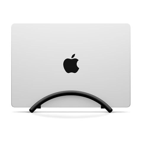 Twelve South BookArc Flex Vertical Laptop Stand – Space-Saving MacBook Stand, Adjustable Laptop Holder for Desk, Single Slot Laptop Dock for Monitor Display, Non-Slip, Upright Laptop Storage, Black Cover