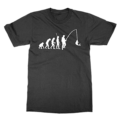 T-shirt Evolution of Fisherman noir XL, cadeau parfait pour un pêcheur