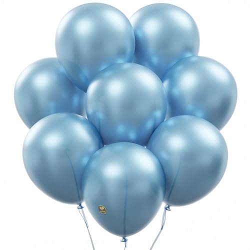 Image of AFTERLOON Natural Rubber Latex Mini Balloons 100 pcs Pearlized Caribbean Blue 5 Inch, Plastic-Free Alternative Pearlescent Durable Thickened Extra Strong Helium Float, Baby Garland Wedding Decor