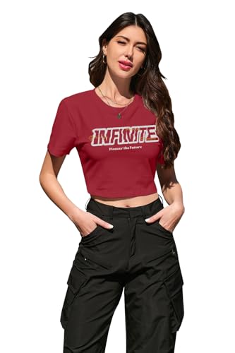 Image of Betusline Girls & Women Basic Summer Short Sleeve Slim Fit T-Shirts Soft Crewneck Crop Y2k Tee Cute Gym Fashion Clothes