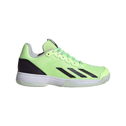 adidas Court Flash Sneaker, Green Spark/Aurora Black/Lucid Lemon, 3 US Unisex Little Kid2