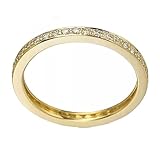 Homxi Anillos de Compromiso Oro Amarillo para Mujer 14 Quilates, Eternidad Redondo con Diamante Creado de 0,5 ct, Anillos Oro Compromiso Mujer, Talla 20(60mm)