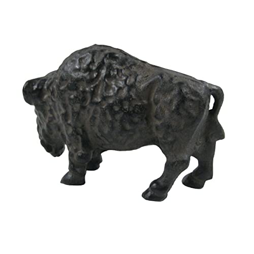 Vintage Cast Iron Buffalo Coin Piggy Bank Metal Antique Bison Western Home Decor #TOP3
