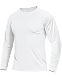 Boladeci Rash Guard for Men SPF Shirts Long Sleeve Lightweight UPF 50+ Sun Protection Swim Shirts Quick Dry UV Surf Water Running Fishing Tee T-Shirts White