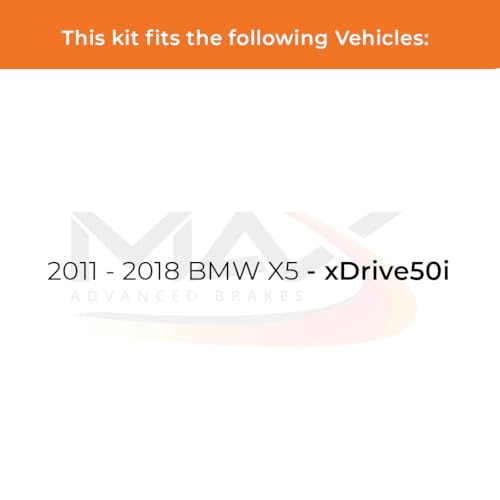 Image of Max Advanced Brakes Front Brake Kit Compatible With 2011 2012 2013 2014 2015 2016 2017 2018 BMW X5 xDrive50i Replacement Geomet Coated OE Disc Brake Rotors and Ceramic Brake Pads