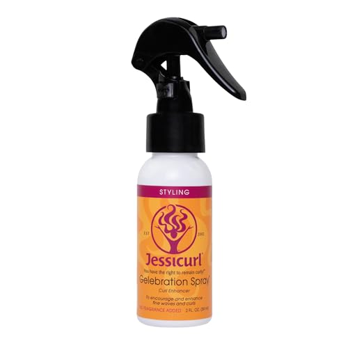 Jessicurl Spray de gelebración, sin fragancia añadida, 2 onzas líquidas. Potenciador de rizos para cabello fino con extracto de linaza, moldeador de rizos para cabello ondulado, productos