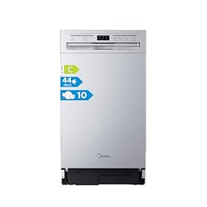 Midea MDWEU1036WSS Geschirrspüler 45cm Unterbau, 10 MGD, 44 dB, Spülmaschine 45 cm Teilintegrierbar, Home Connect, AutoOpen dry, Startverzögerung, 7 Programme, Hygienepflege+, Maschinenpflege+