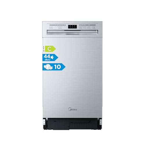 Midea MDWEU1036WSS Geschirrspüler 45cm Unterbau 10 MGD 44 dB Spülmaschine 45 cm Teilintegrierbar Home Connect AutoOpen dry Startverzögerung 7 Programme Hygienepflege+ Maschinenpflege+