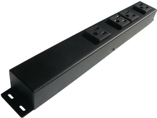 12” Hardwired Power Strip (NO Power Cord), 4 Vertical Outlets (NOT Tamper Resistant), with Ears (with mounting tabs on Both Ends), 15A (NOT a 20 Amp Unit), Black