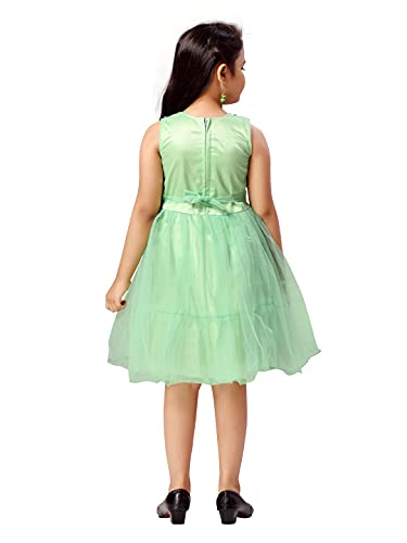 Image of MUHURATAM Girl's Net Fit and Flare Knee-Length Dress