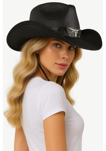 grinderPUNCH Western Outback Cowboy Hat Men's Women's Style Classic Straw Western Cowgirl Hat2