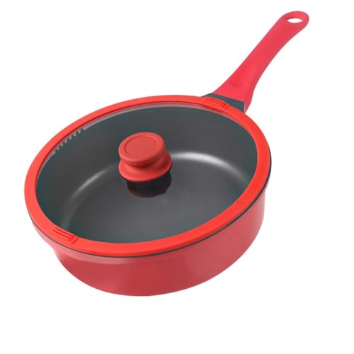 SDFGH Sartén antiadherente, sartén de cocina, sartén antiadherente universal con tapa, sartén sin humos aceitosos (Color : Blue,White, Size : 24CM)