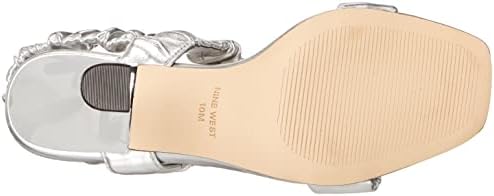 NINE WEST Women's ZUZIE Heeled Sandal, Silver, 8 | Image 3