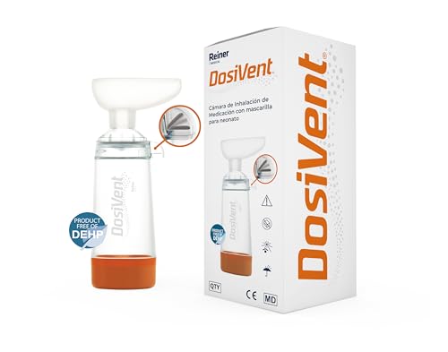 Dosivent - Cámara Inhalador Neonato para Medicación con Mascarillas Inhaladores | Aerosoles Nebulizador Niños | Inhalador Nasal y Bucal | Maquina Aerosoles Niños | Compatibilidad Universal | DEHP Free