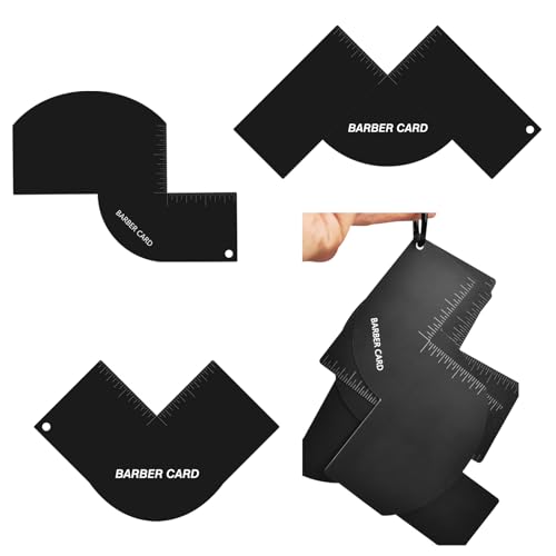Enhancement Card for Barbers with Measurement Indicators, Reusable Hairline Shaping Tool, Beard Line Up Template, Color Spray Edge Line Up Tool, Easy to Clean Hairline Maker Guide for Barbers