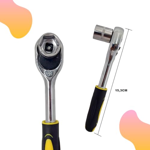 Jogo de Chave Catraca Kit Ferramenta Profissional Canhão Reversível 46 Peças Maleta KIT