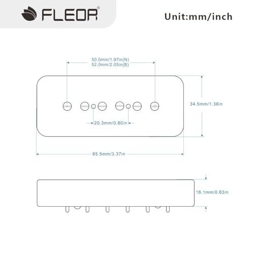FLEOR Barre de savon Alnico 5 P90 Ensemble de micros à simple bobinage pour guitare électrique LP, noir – vue 2