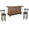 Home bar and swivel bar stools with back in taupe brown 3 piece set  urban country home decor